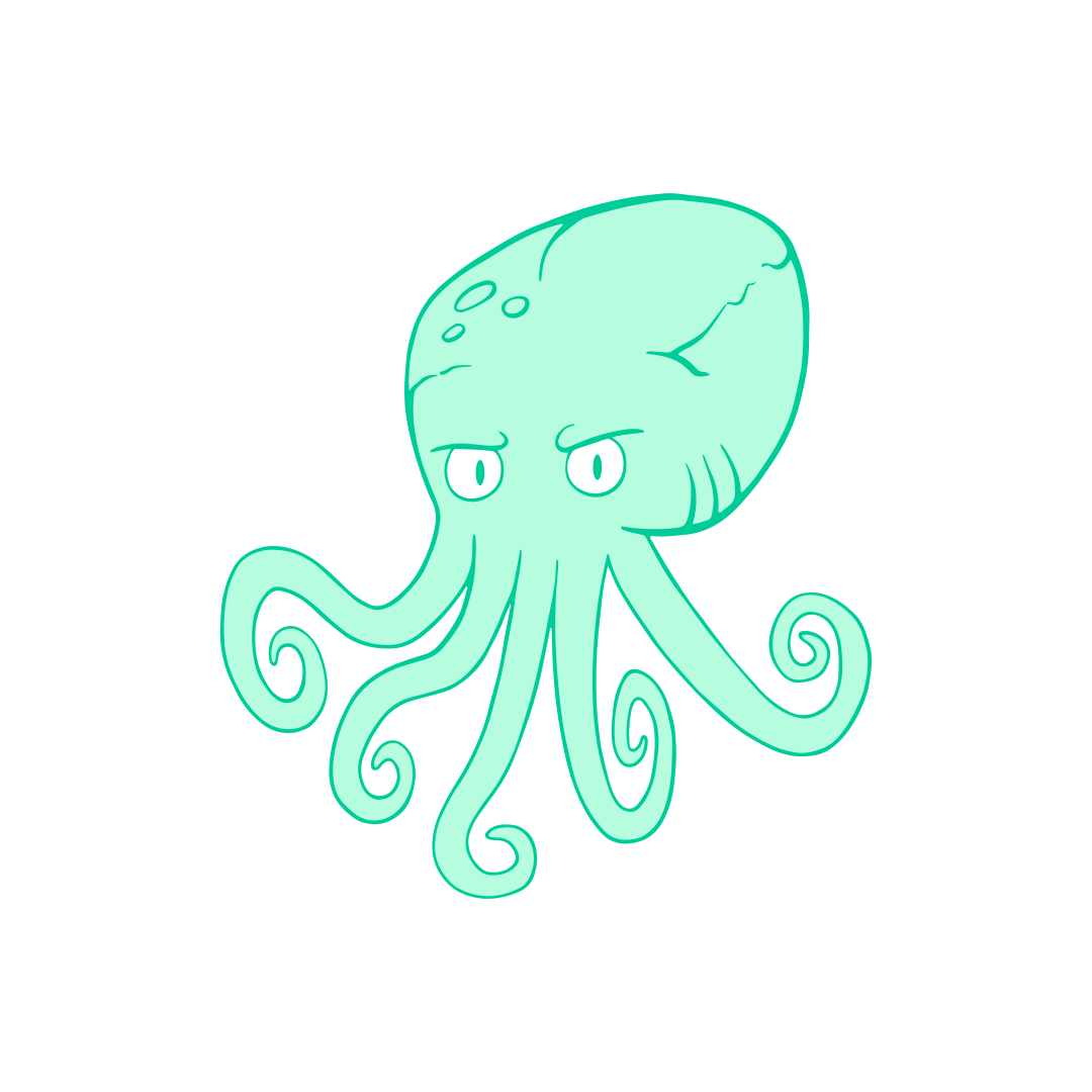 Logo von Projekt Oktopus - Türkisfarbener Tintenfisch mit 5 Armen