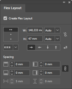 Screenshot der Flex-Layout-Palette in InDesign 2026