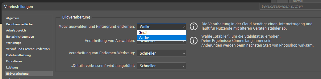 Einstellung in Photoshop