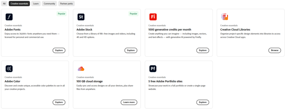 Screenshot der Creative Cloud App