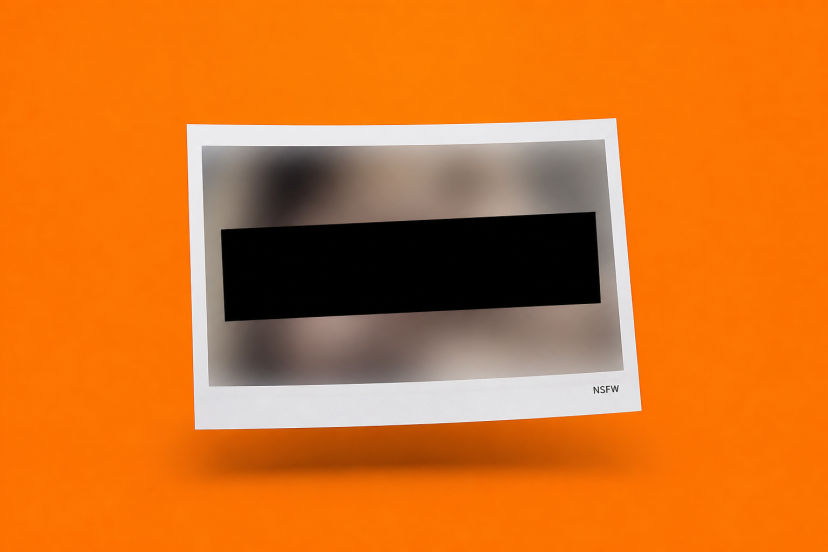 Ein Bild, dass unscharf und mit schwarzem Balken masiert ist