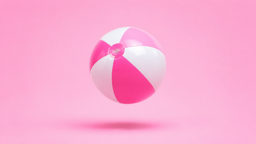 Rosa Beachball vor rosa Hintergrund